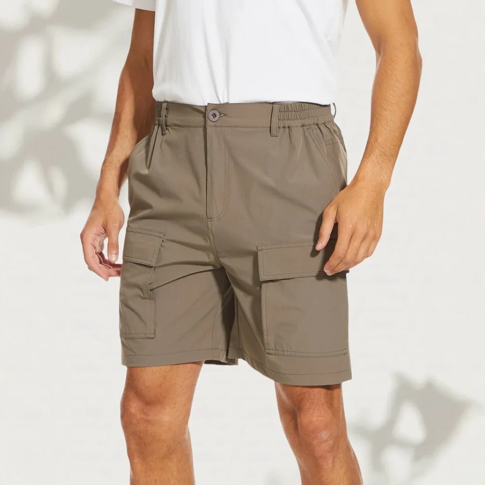 

Spring and Summer Breathable Cotton Cargo Shorts Mens Casual Multi-pockets Twill Work Shorts Hiking Camping Short Pants Outdoor