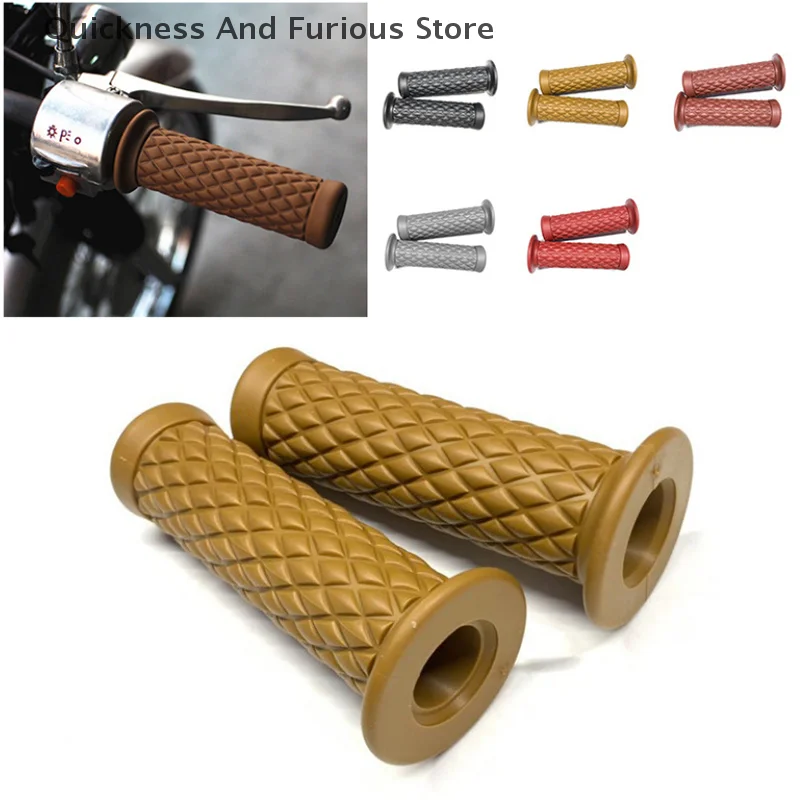

7/8 "22 мм ретро резиновые ручки для руля мотоцикла, нескользящие ручки для мотоцикла, совместимые с мотоциклом ATV, питбайком