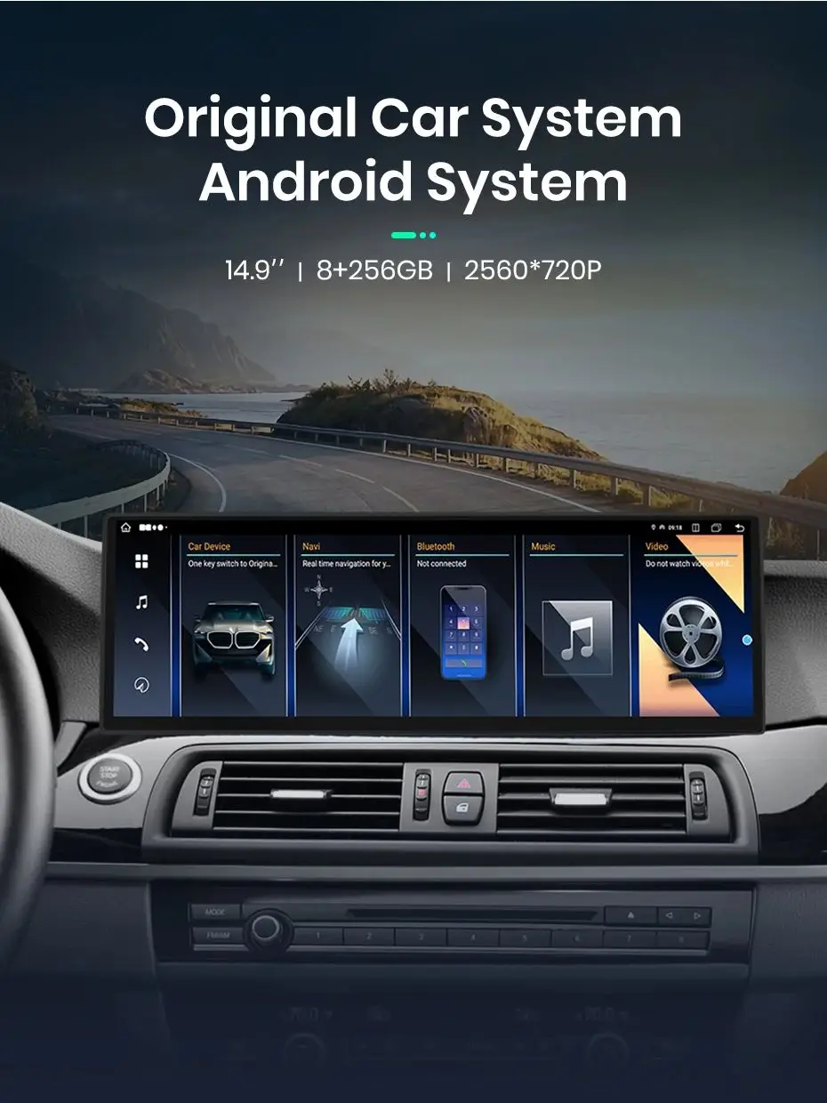 Junsun 14,9 Zoll Wireless CarPlay Android Auto Autoradio für BMW 5er F10 F11 2011-2017 Auto-Intelligentes System 4G WiFi 8-Kern Plug&Play Head Unit
