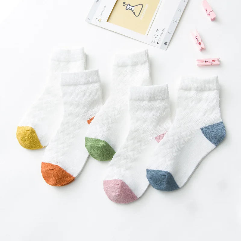 5 Pieces/lot Baby Socks 2022 Summer Cotton Kids Socks For Babies Girl Boy Lovely Newborn Floor Socks Fit 0-12 Month Bebe