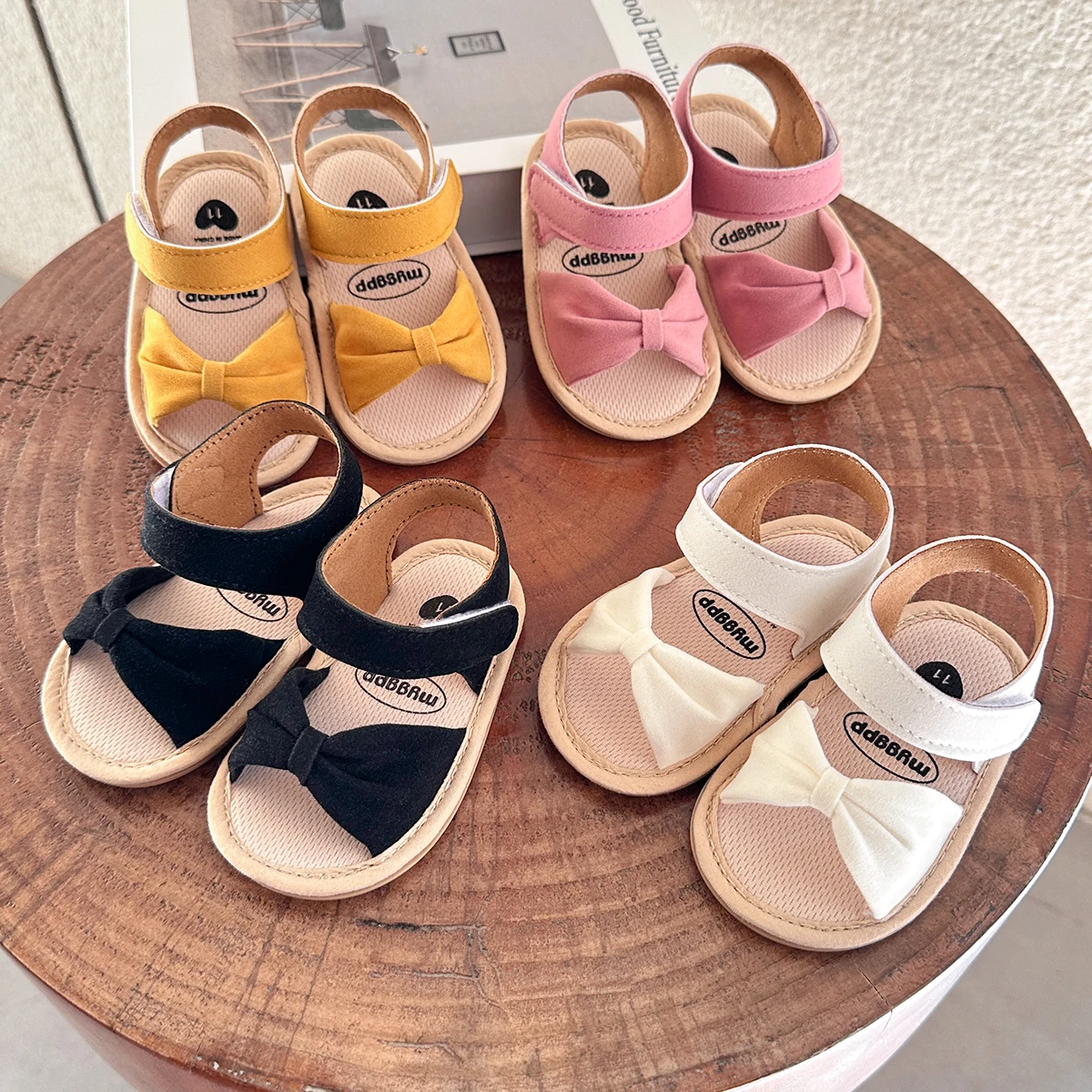 Infant Baby Girl Boy Sandals Comfort Premium Summer Outdoor Casual Beach Shoes with Flower Bowknot Anti Slip Rubber Sole Newborn