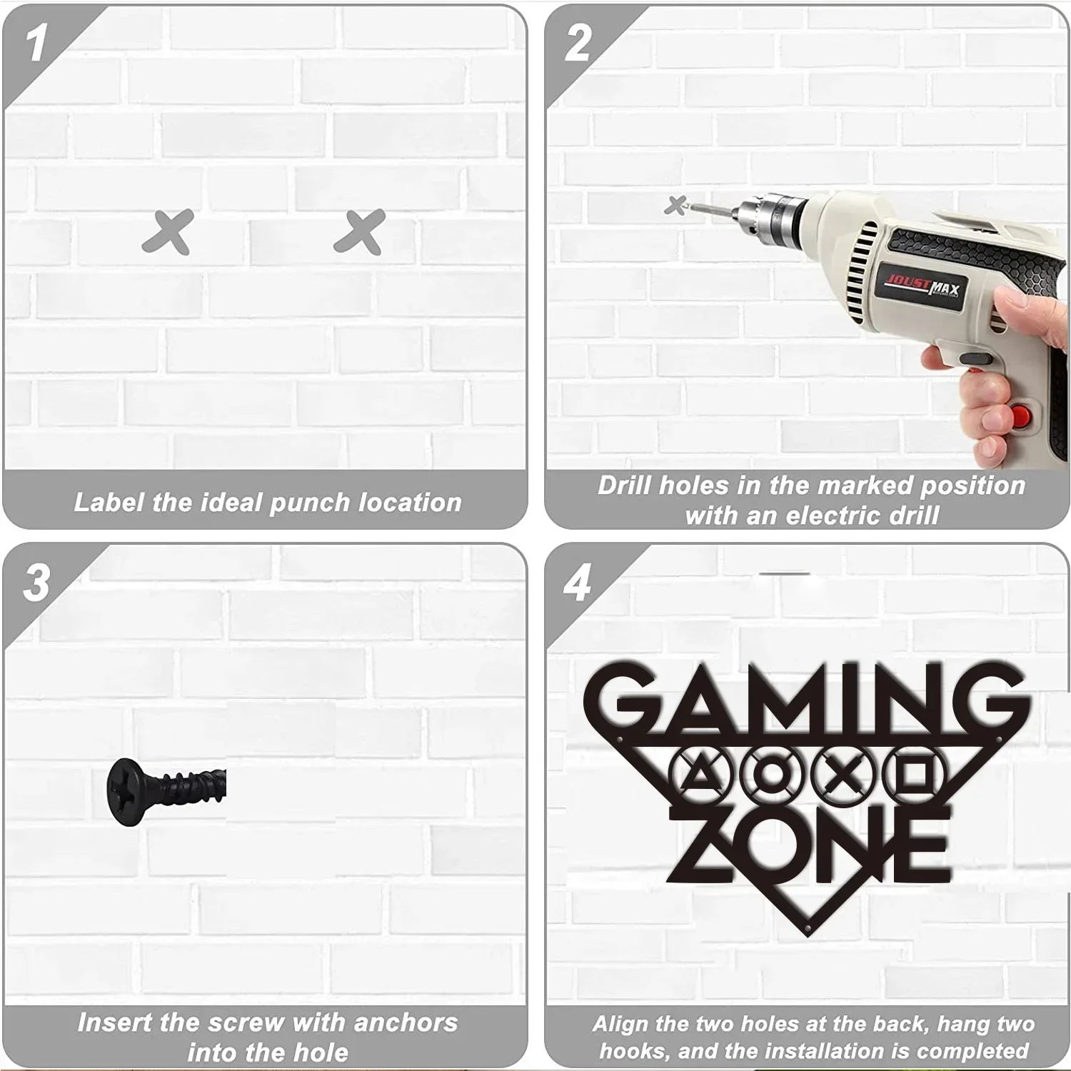 Promotion 1pc Gaming Zone Wall Hanging Art Gamer Metal Wall Mounted Decor Gamer Room Sign Gaming Room Metal Wall Decor Playroom