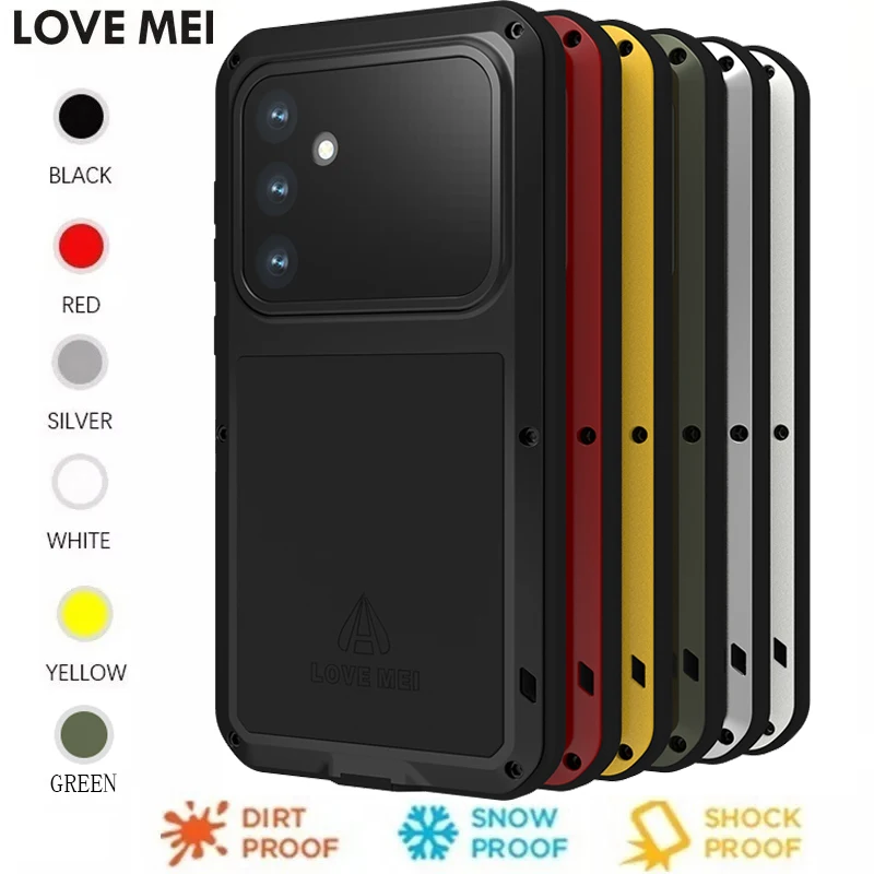 LOVE MEI Schutzhülle für Samsung Galaxy S24 FE S24 + S24 / S24FE, stoßfest, schmutzabweisend, wasserabweisend, Metallpanzerung