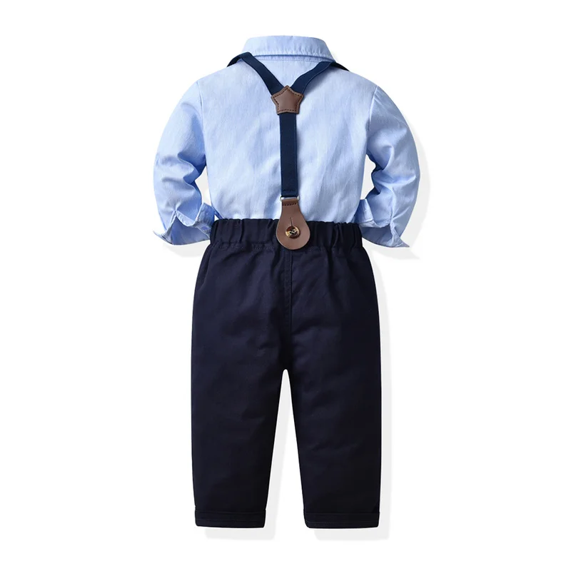 top and top Fashion New Kids Boys Gentleman Clothing Sets Long Sleeve Bowtie Shirts+Suspenders Pants Toddler Formal Suit Outfit