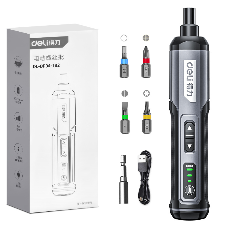  DELI Mini Electric Screwdriver Set 4V Smart Cordless Electric Screwdrivers TYPE-C Rechargeable 33 Bit Set Drill Power Tools Kit 