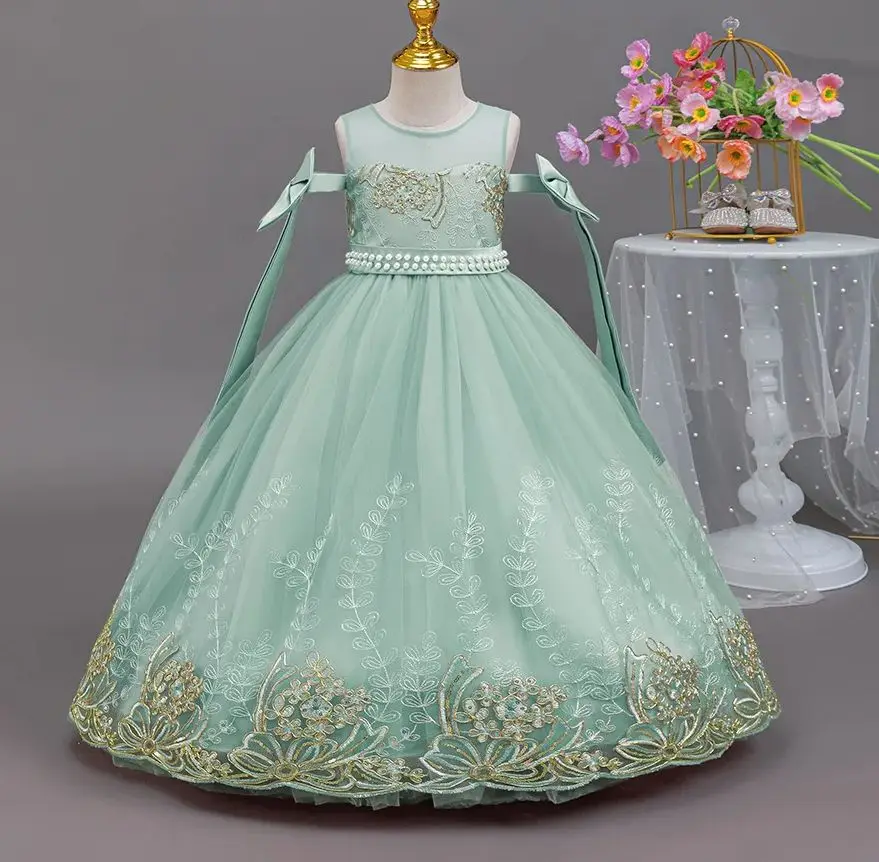 

Вечернее платье принцессы для девочек, элегантные платья для девочек, детская одежда с вышивкой