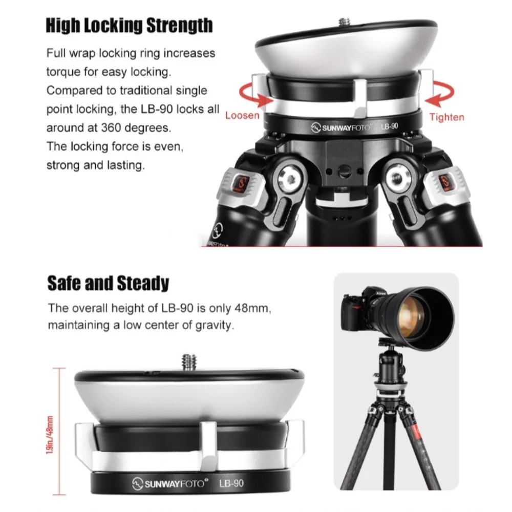 SUNWAYFOTO  Leveling base LB-90 Tripod Head 55 lbs Load Capacity