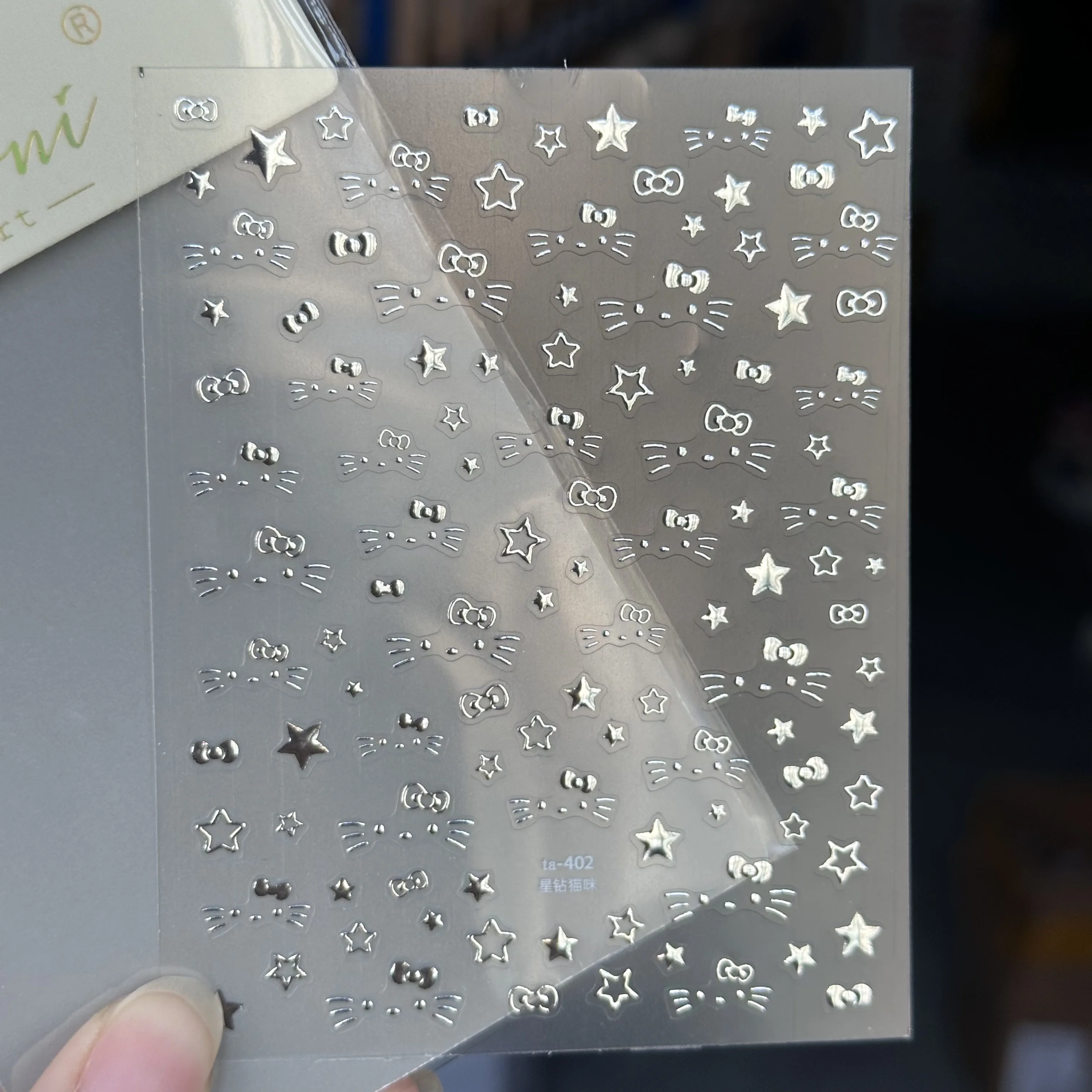 1 قطعة 5D لطيف القوس القط مسمار ملصقا الكرتون الفضة كيتي التعبير ستار Bowknot مسمار ملصق مائي ذاتية اللصق المنزلق لتقوم بها بنفسك مسمار الملحقات #2