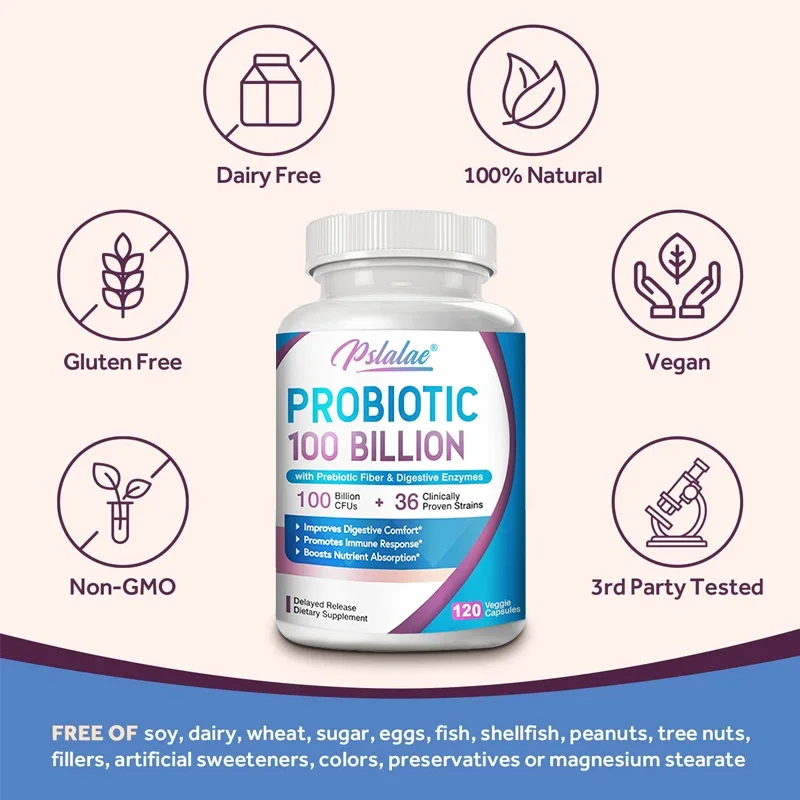 Probiotics 100 Billion - Supports Urinary Health, Promotes Digestive Regularity, and Balances Intestinal Bacteria