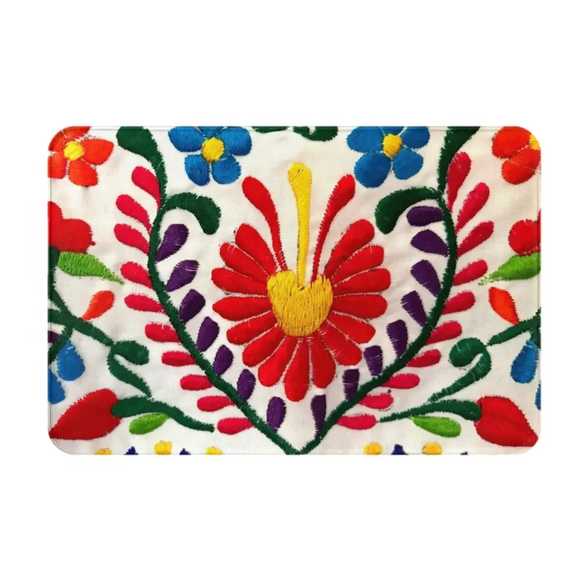 Mexican Flowers Doormat Rug Carpet Mat Footpad Polyester Non-slip Water Oil Proof Entrance Kitchen Bedroom Balcony Toilet