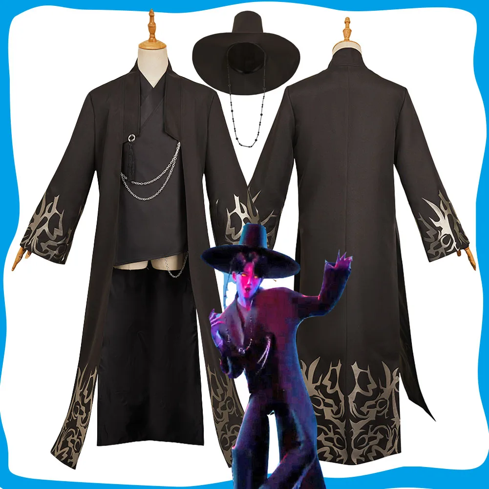 

Jinu Kpop Demon Cosplay Hunters Black Ghost Team Uniform Beads Hat Costume for Men Boys Roleplay Halloween Carnival Party Suit
