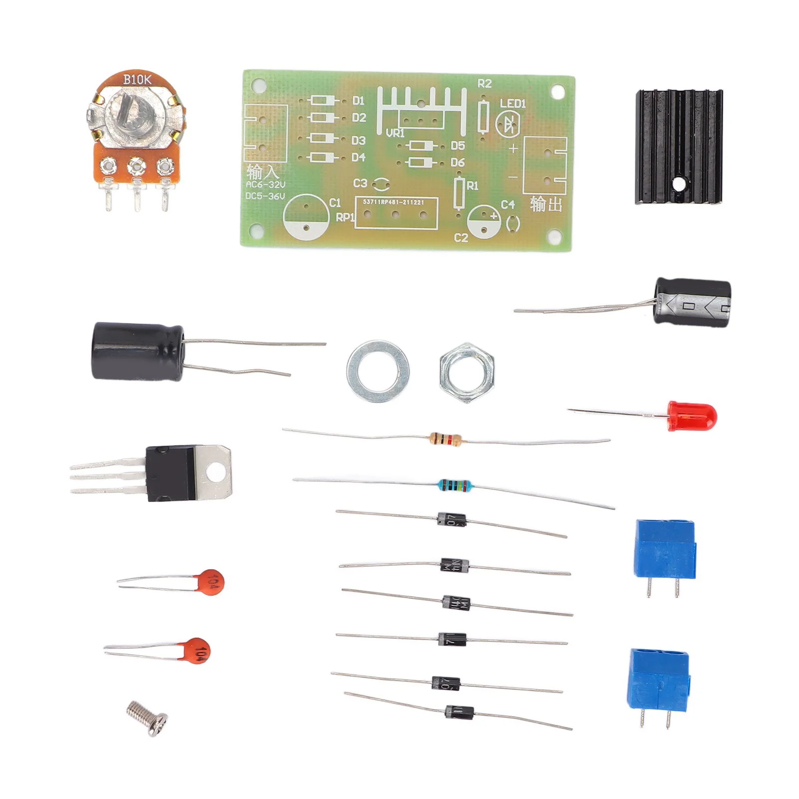 Adjustable Regulated Power Supply Kit Output Protection Rectifier Circuit Input Adjustable Voltage Set