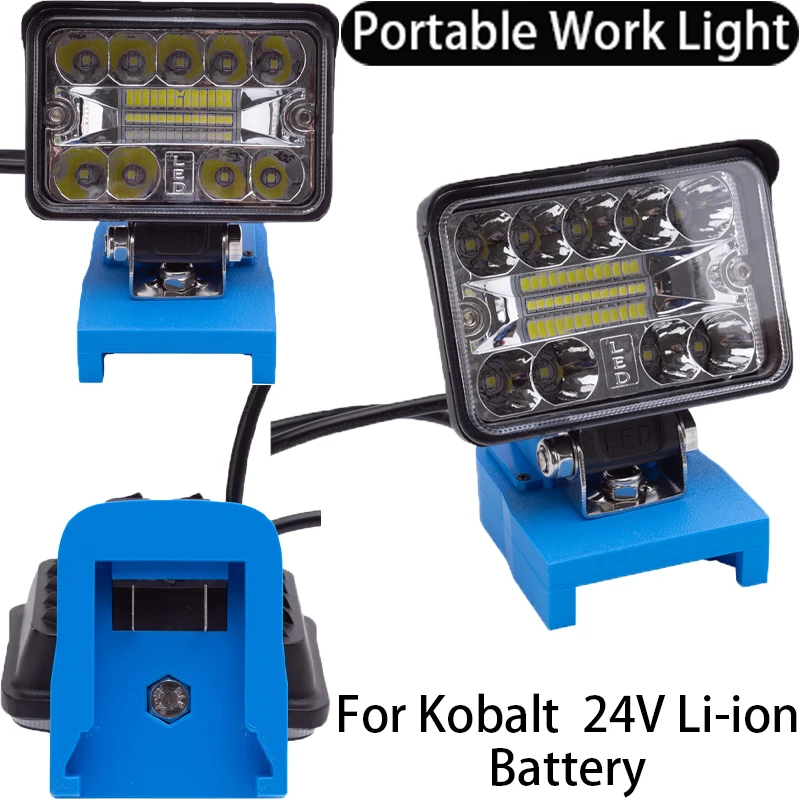 Portable Work Light for Kobalt 24V Li-ion Battery with USB Fast Charging Cordless LED Work Home Camping Outdoor Travel Light