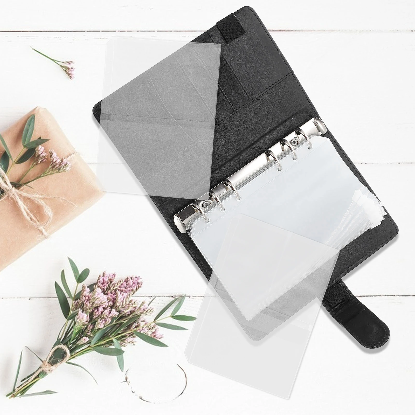 

15pcs A5 Pvc Binder Pockets Clear Document Storage Bags Waterproof File Holder For Loose Leaf Notebook Organizer 6 Holes