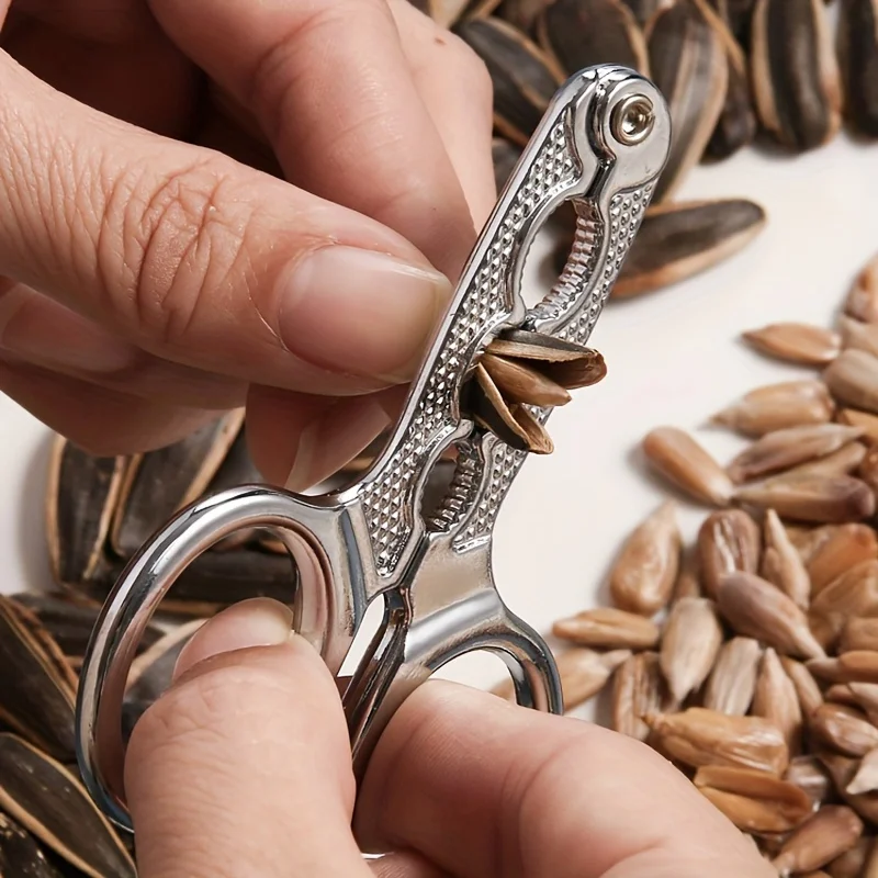 Stainless Steel Multi-Functional Sunflower Seed Picker, Nut Opener for Almonds Pecans Seeds, Kitchen Gadget