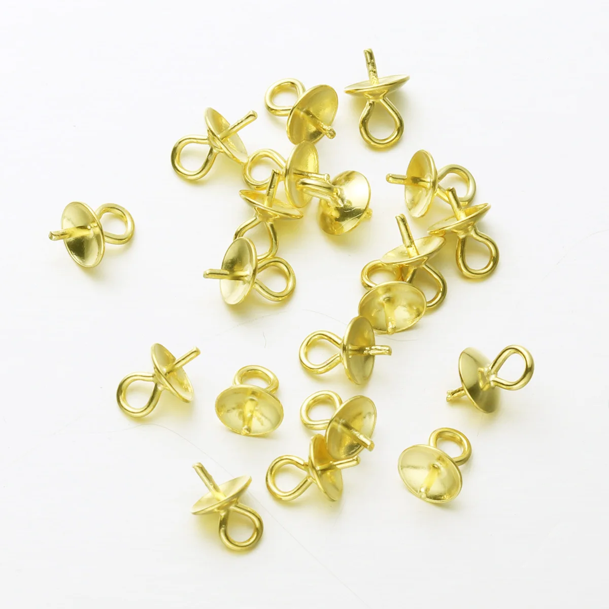 

20Pcs Jewelry Making Accessories Pearl Cup Pendant Connector Gold 4mm DIY Pearl Screw Eye Pin for Necklace Bracelet Earrings