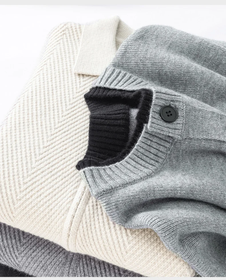 Hochwertige Strickjacke Männer Persönlichkeit Doppelschicht Rundhalskragen Neue Mode Weich Komfort Warm Herbst Winter Pullover Mantel – Detail 11