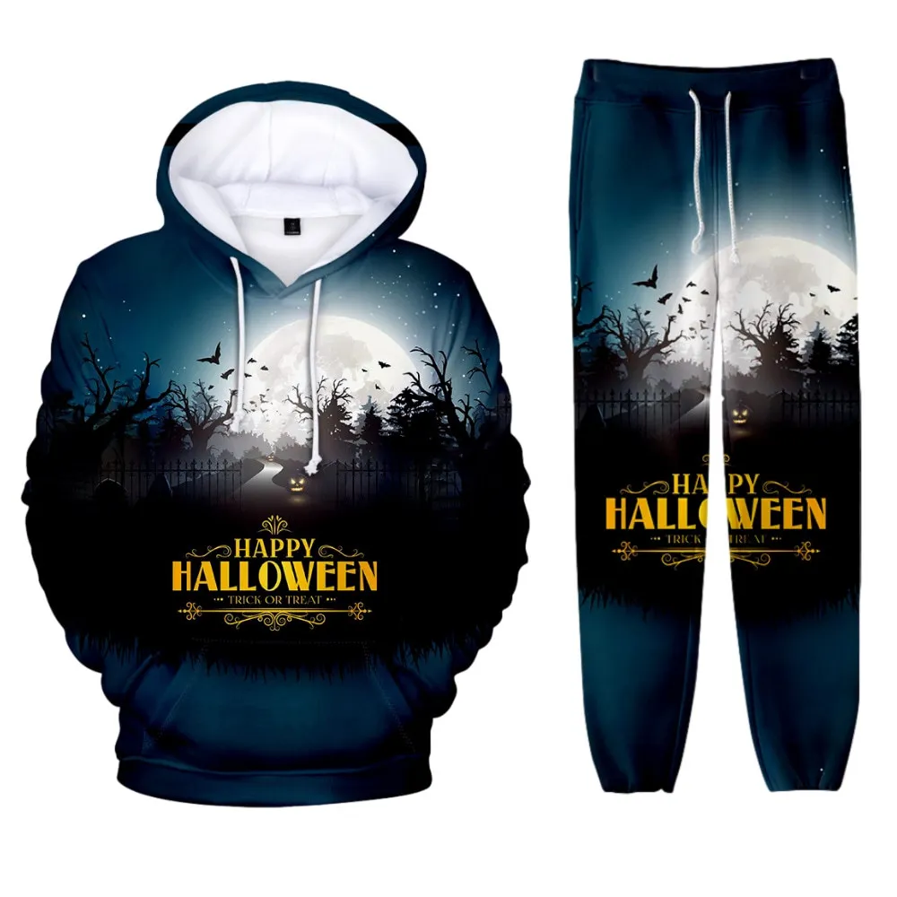 Creative Halloween 3D Printed Autumn Winter Boys Girls Tracksuit Set Casual Hoodie And Pants 2pcs Sets Fashion Unisex Clothing