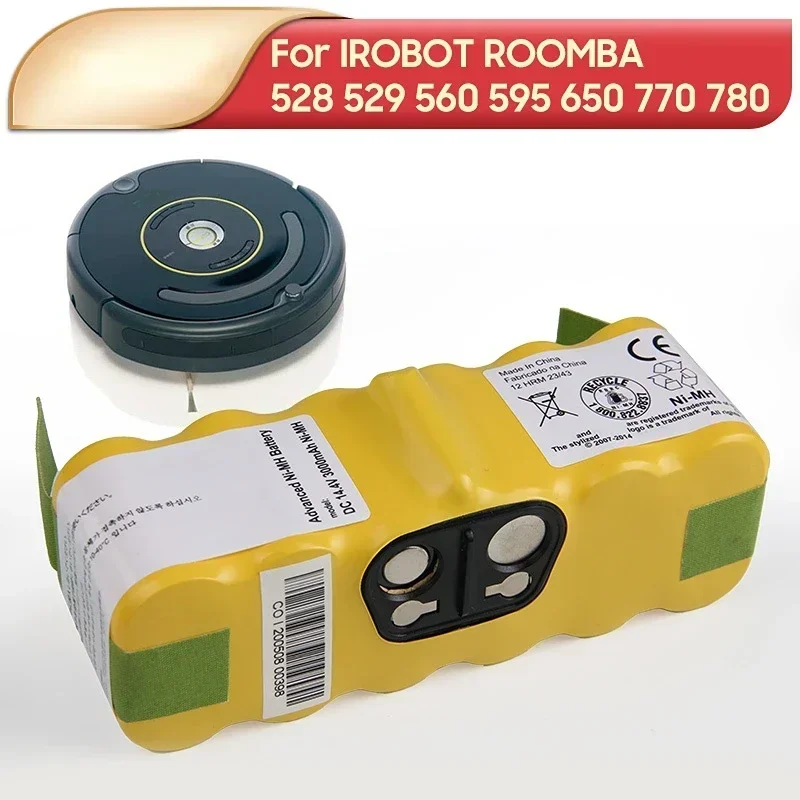 3000mAh Sweeping Robot Replacement Battery For iRobot Roomba 528 535 560 595 601 620 650 660 780 790 880 980
