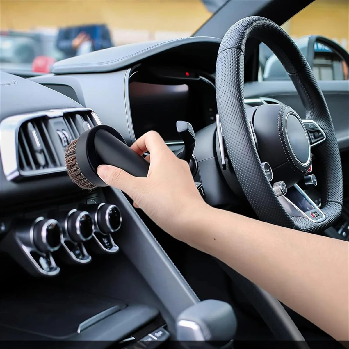 A58E-فرش مكنسة كهربائية، فرش أرضية، فرش مستديرة مع محول 1.06 بوصة إلى 1.37 بوصة، فرشاة رأس مفرغة