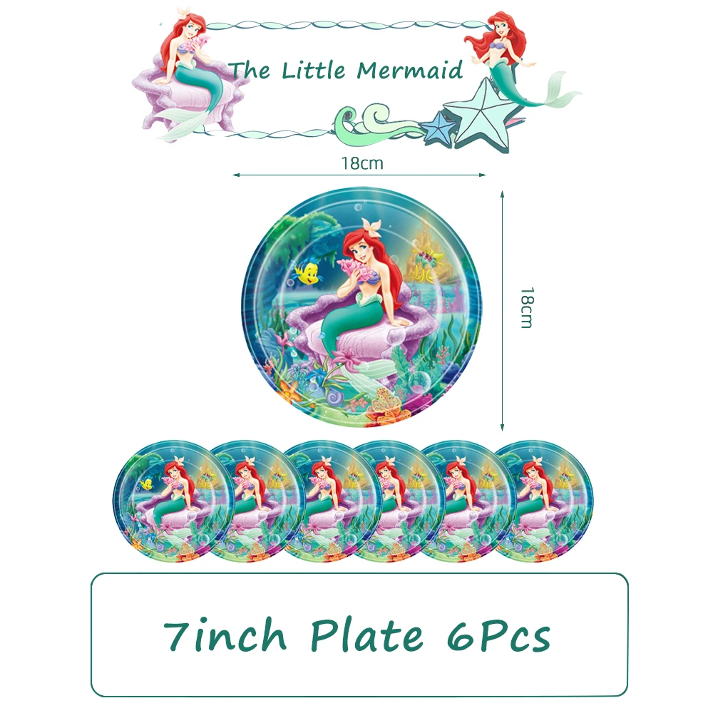 The Little Mermaid Ariel Princess Disney Birthday Party Supplies Party Decoration And Table Accessories Girls Family Tableware