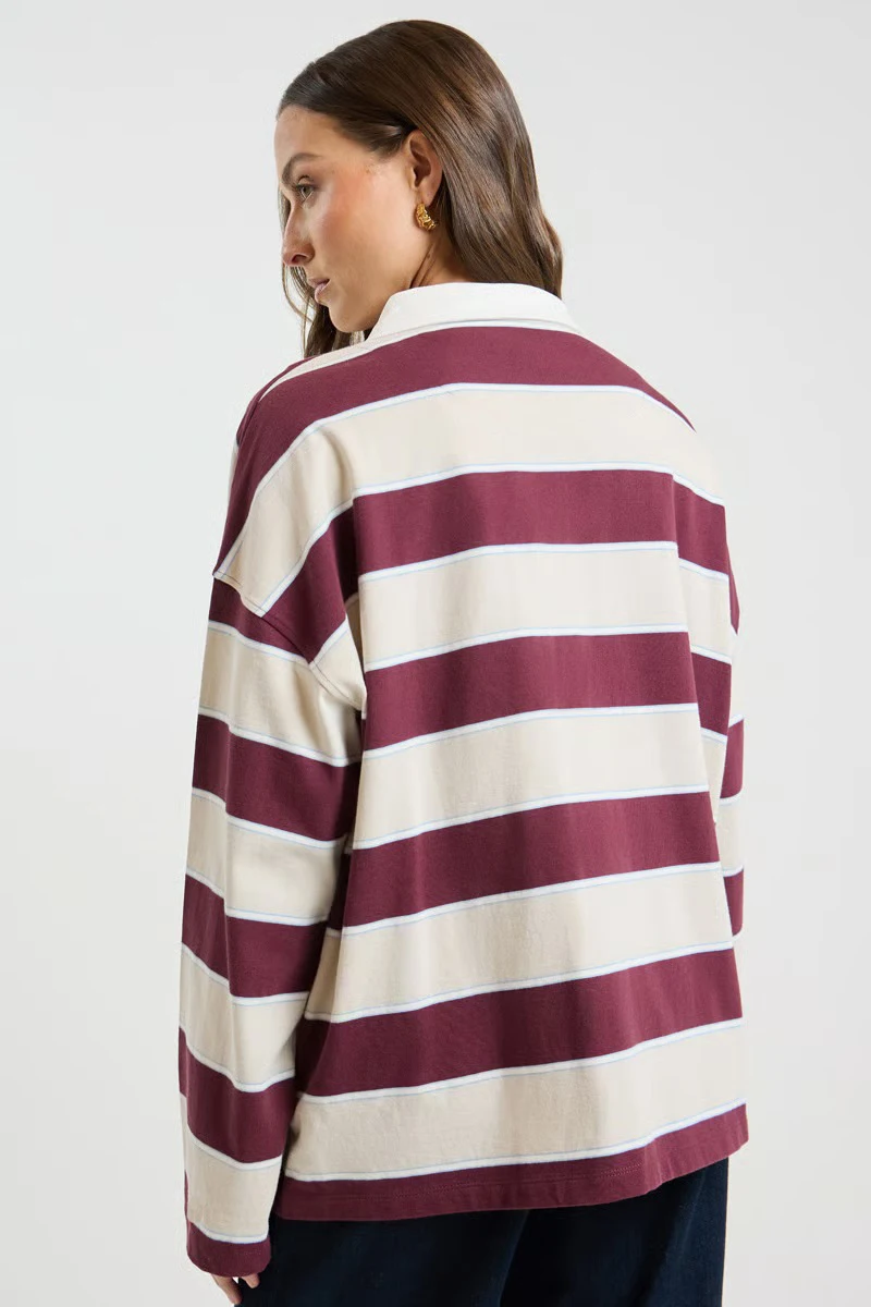 Camiseta informal para mujer, Tops de manga larga a rayas con cuello vuelto, Tops de manga larga para mujer, Tops informales cómodos para otoño