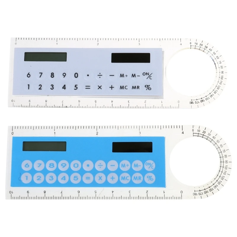 

2 Pcs Multifunctional Calculator Solar Powered Calculator Multifunctional Plastic Ruler with Calculator and Protractor