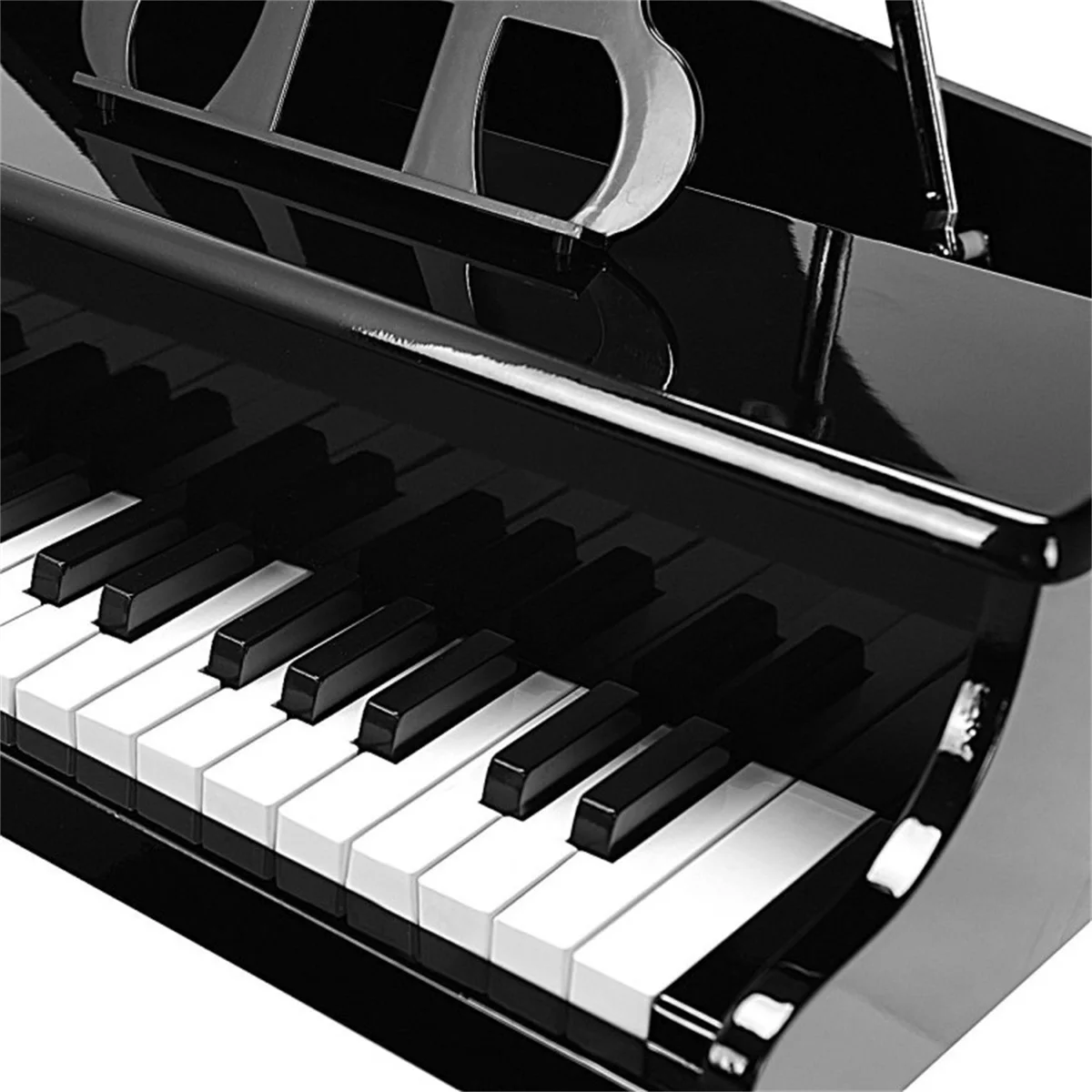 Black Kids Piano 30-Key Keyboard Toy with Bench Piano Lid and Music Rack