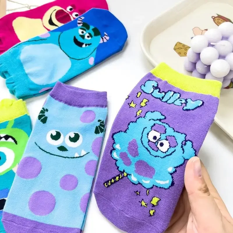 Calcetines cortos de algodón suave con dibujos animados para mujer y niña, medias bonitas de Sulley, Mike Lotso, dibujos animados, Anime, universidad, novedad