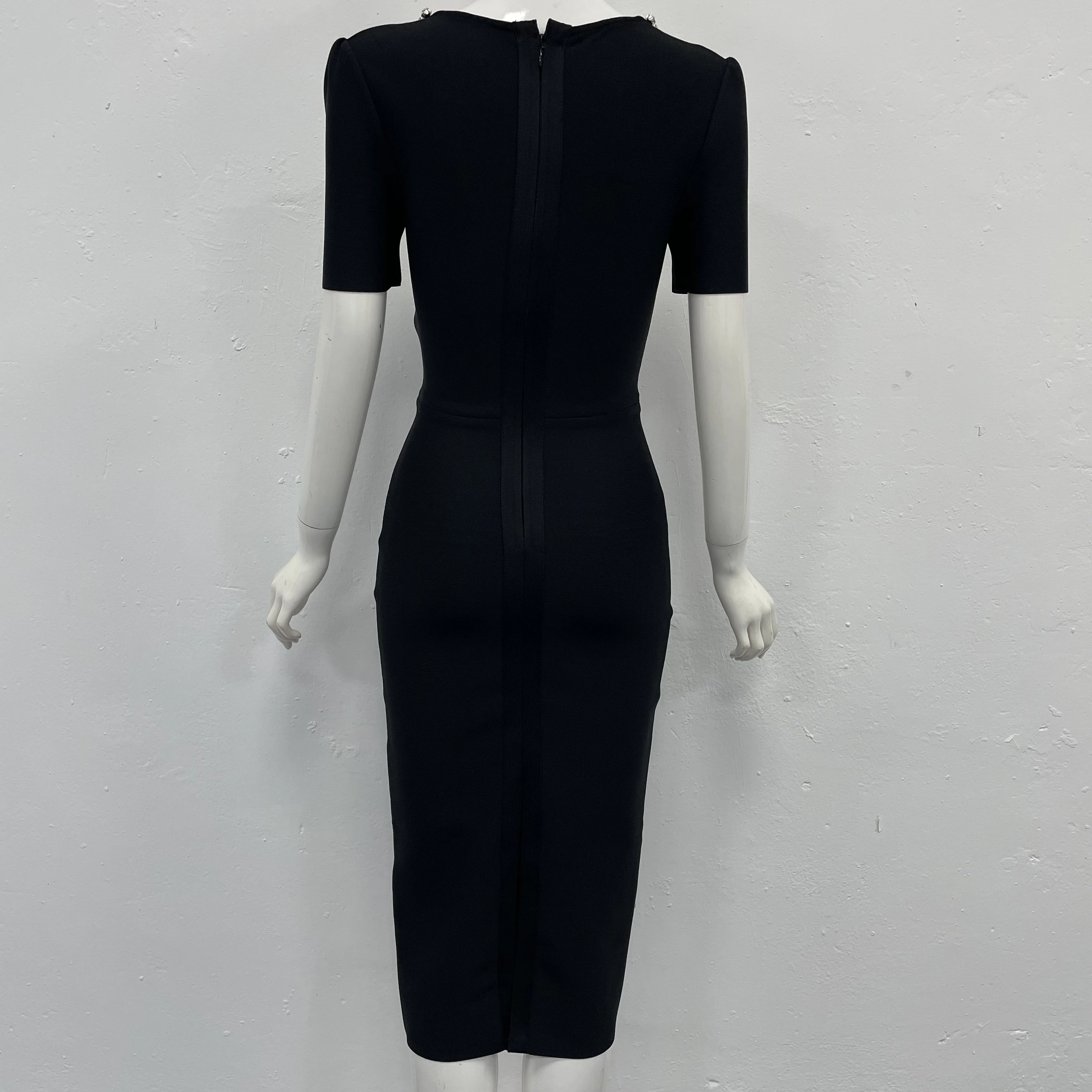 Nowa seksowna sukienka damska z głębokim dekoltem, zdobiona diamentami, dopasowana, w stylu gwiazd, z bandażami, idealna na imprezy i wieczorne wyjścia.