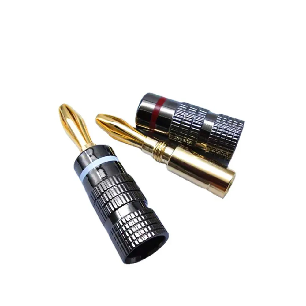 4mm Banana Plugs Male Connector High Quality 24K Gold Plated Hifi Audio Speaker Banana Connectors for Speakers and Amplifiers