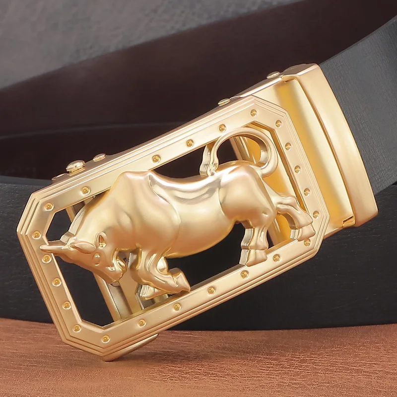 

New Men Metal Automatic Buckle Split Leather Waist Belt for Luxury Fashion Cowhide Men's Belt Novelty 3.5cm Designer Belts