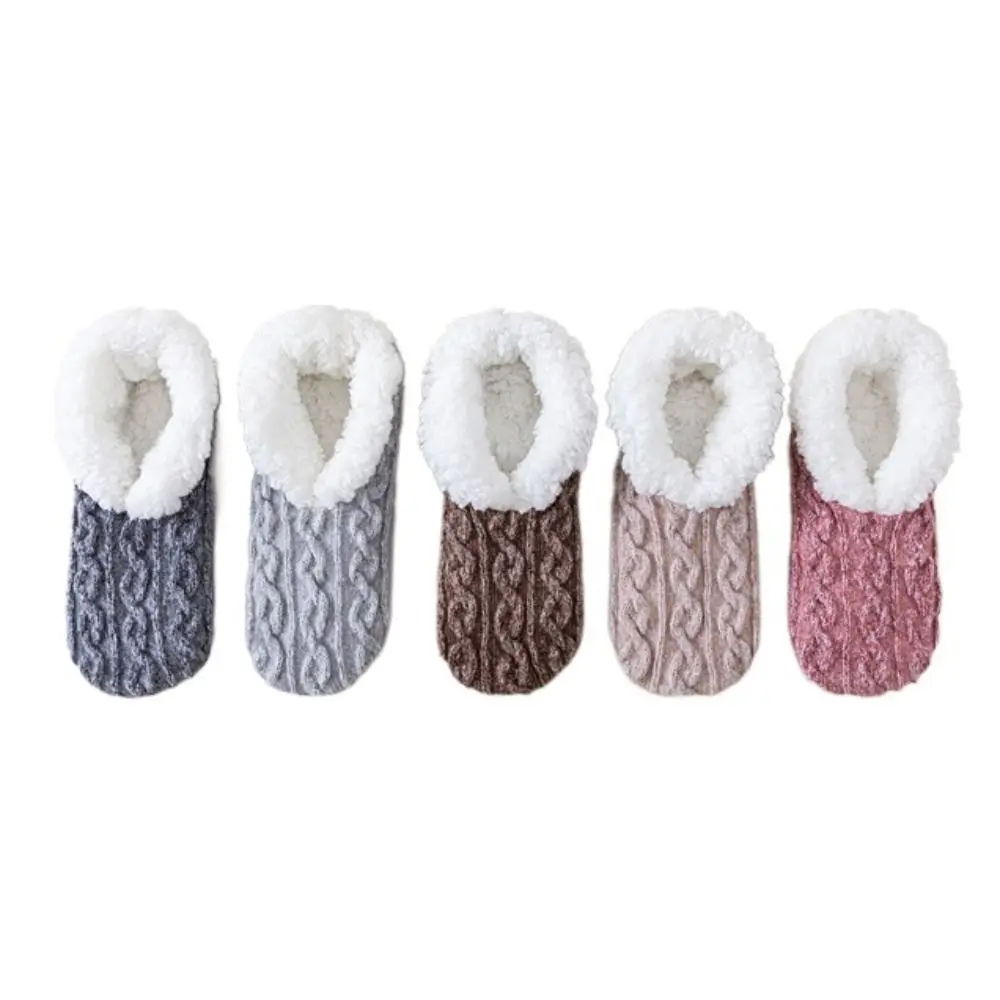 Sweet Anti-slip Winter Floor Socks Coral Fleece Knitted Twist Thicken Socks Soft Warm Sleeping Socks Girls