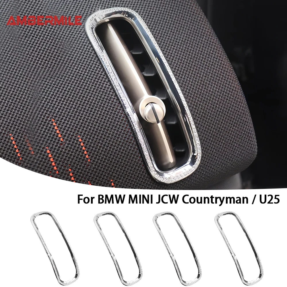 

For Mini Cooper JCW Countryman U25 2024 2025 Car Dashboard Side Air Outlet Vent Cover Frame Crystal Artificial Diamond Sticker