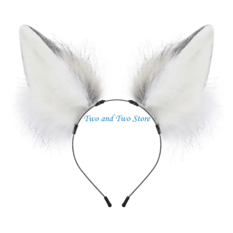 

HX6F плюшевая повязка на голову с ушками волка и лисицы, сладкий головной убор в стиле Лолиты, повязка для волос с кошачьими