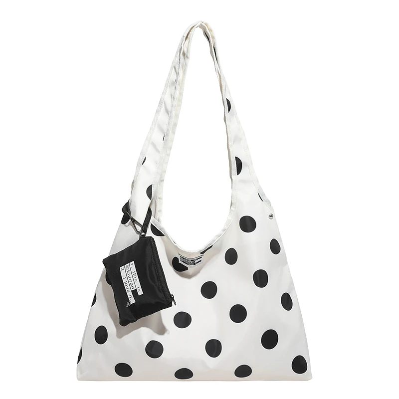 Nylon Dots Rits Grote Capaciteit Casual Tote Bag 2026 Nieuwe Koreaanse Stijl Veelzijdige Tassen Zoete Dagelijkse Pendelmode Schoudertassen