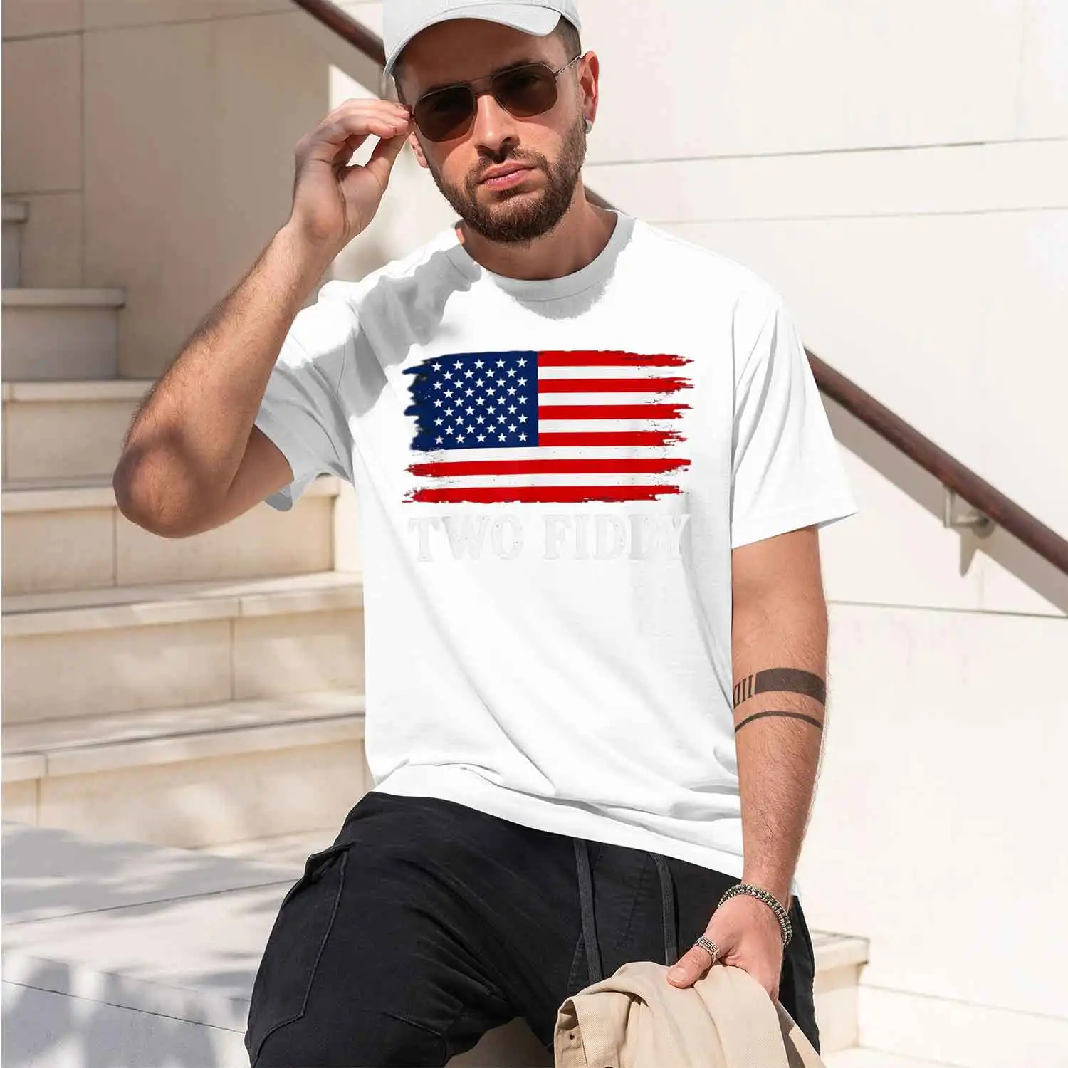 250Th Anniversary Ameran Flag Two Fiddy T-Shirt Summer Short-Sved Breathable Sweat-Wking Versatile Fashion T-Shirt For 2026 New