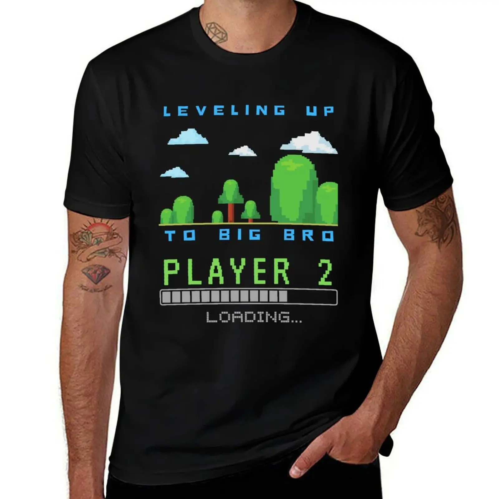 

leveling up to big bro T-Shirt funny t shirts dark humor man t shirt cotton high quality T-Shirt