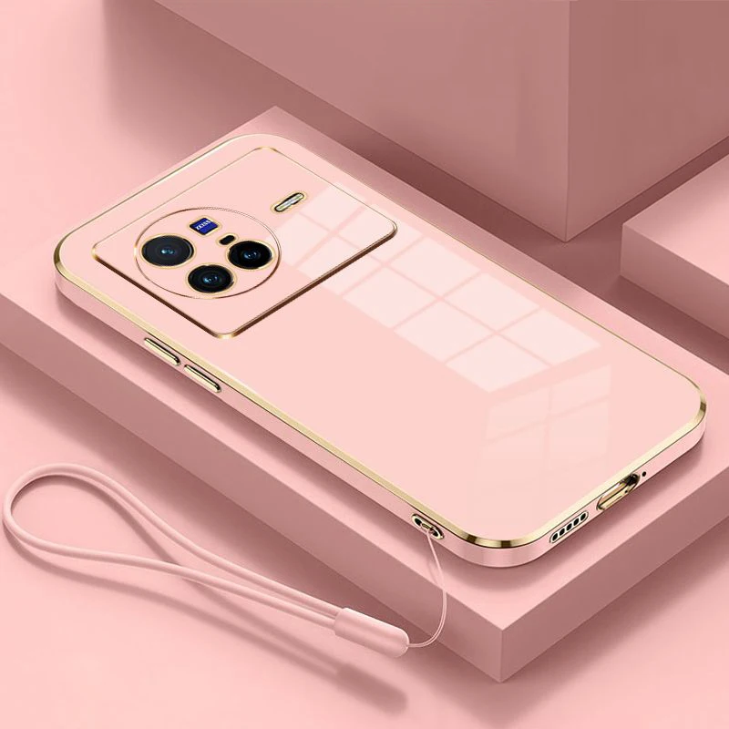 For Vivo X80 Case Luxury Square Plating Vivo V2183A, V2144 Phone Case ShockProof Silicone Back Cover Fundas