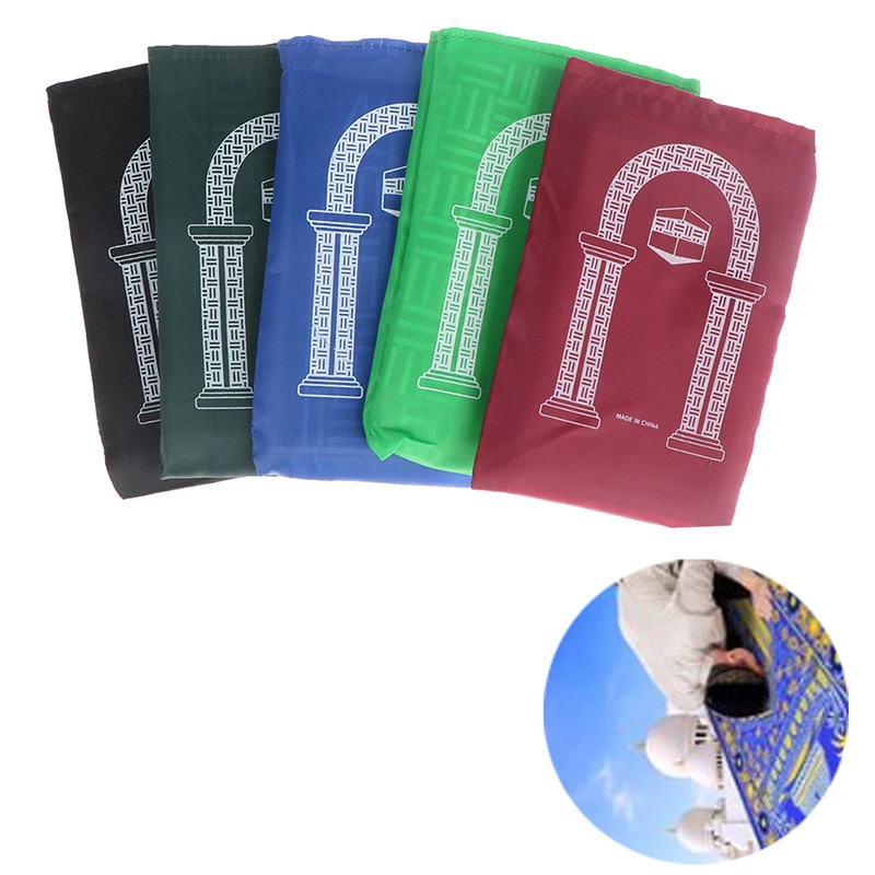 Muslim Prayer Rug Portable Travel Worship Mat Rainproof Fabric Pocket Pilgrimage Mat Family Outdoor Mat Carpet Rug