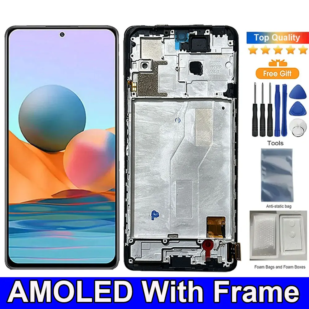 AMOLED استبدال الشاشة ل شاومي Redmi نوت 10 برو ، شاشة LCD مع الإطار ، لوحة اللمس ، M2101K6G ، 6.67" #6