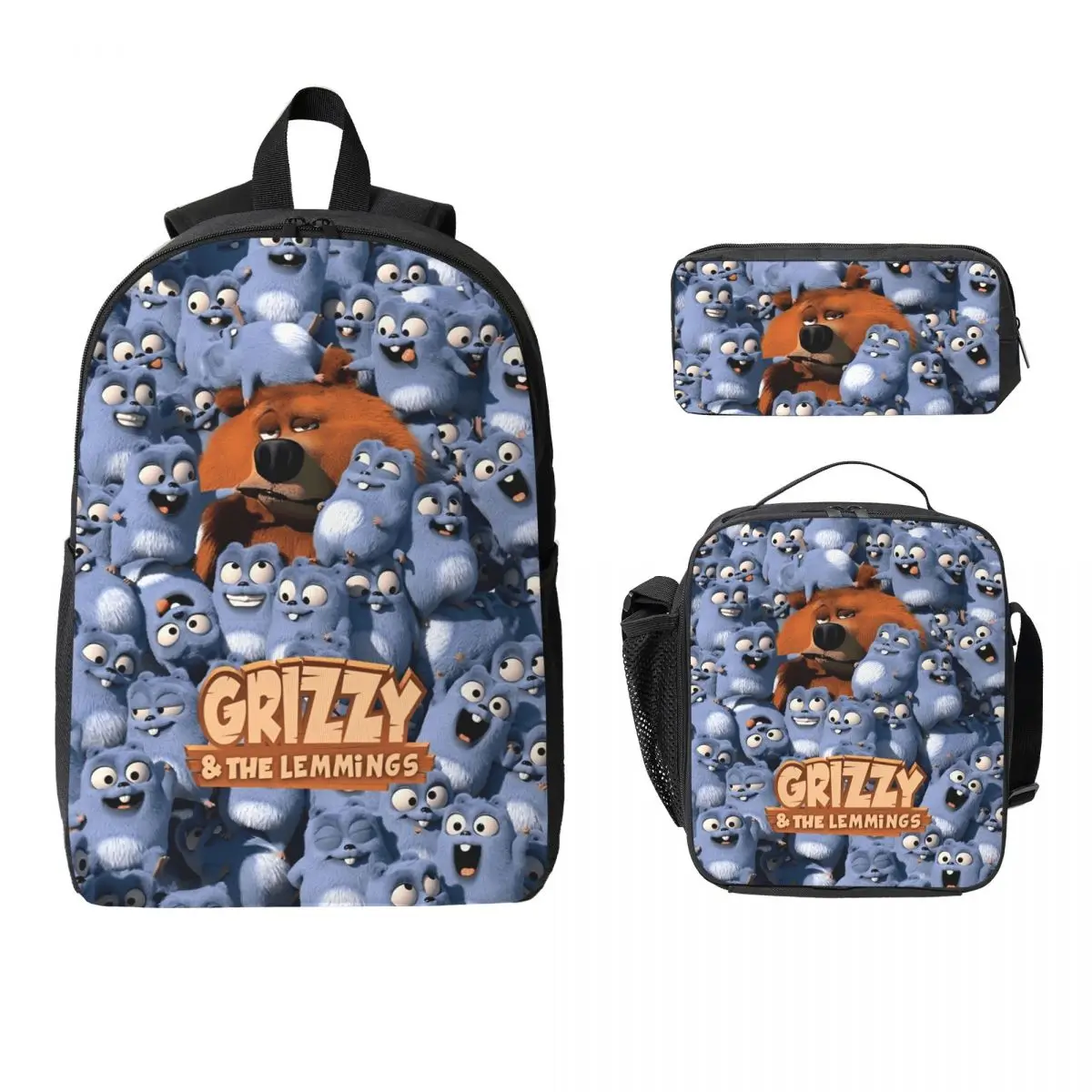 

Детский рюкзак Grizzy And Lemmings, ланч-бокс, пеналы для мальчиков и девочек, школьная сумка, набор книг