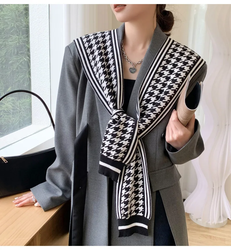 Poncho Cloak Korean Air-conditioned Rooms Knitted Shawl Women's Spring and Autumn Knitted Cross Shawl Fashion Wrap Solid Scarf