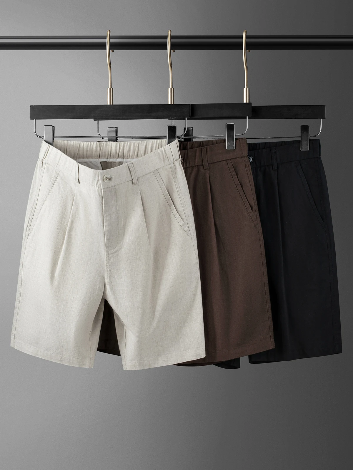 

Легкие дышащие летние мужские шорты из хлопка и льна, повседневные, тонкие, модные, городские, с высокой талией, прямого кроя