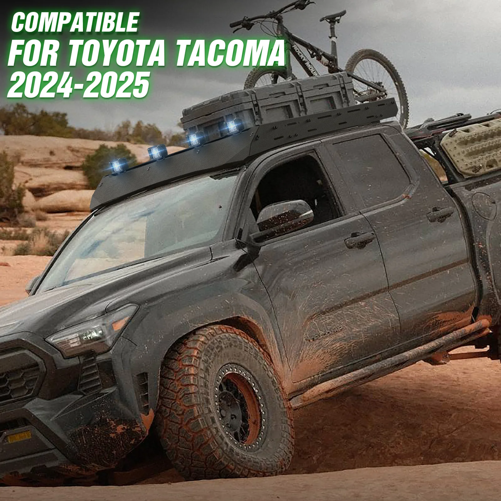 رف السقف العلوي سلة البضائع الناقل شاحنة على السطح تخزين الأمتعة حامل ل 2024 2025 تاكوما مزدوج/طاقم الكابينة 4th الجنرال على الطرق الوعرة #2