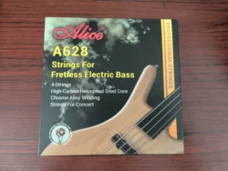 Alice A628M Fretless Electric Bass Guitar Strings Full Set 4 Strings Hexagonal Core Nickel Alloy Wound Gold Ball-End 1-4 Strings