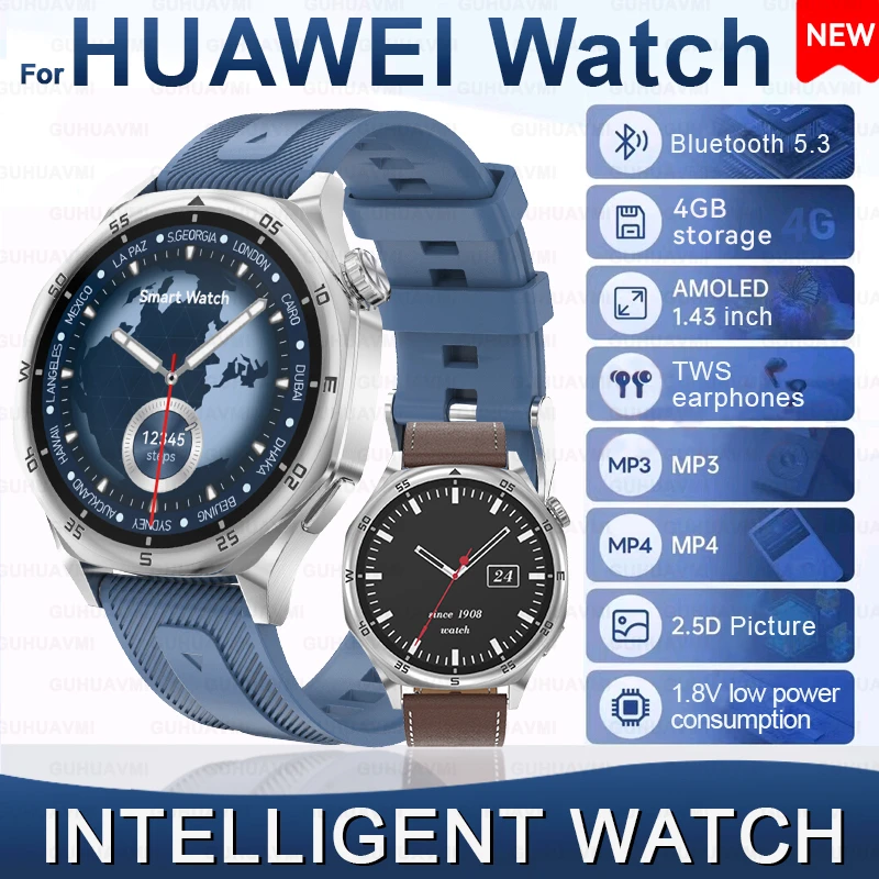 

2025 New For HUAWEI Watch 5 4GB Memory Smart Watchs Men NFC Sapphire Screen Video playback Bluetooth call Sports Smart Bracelets