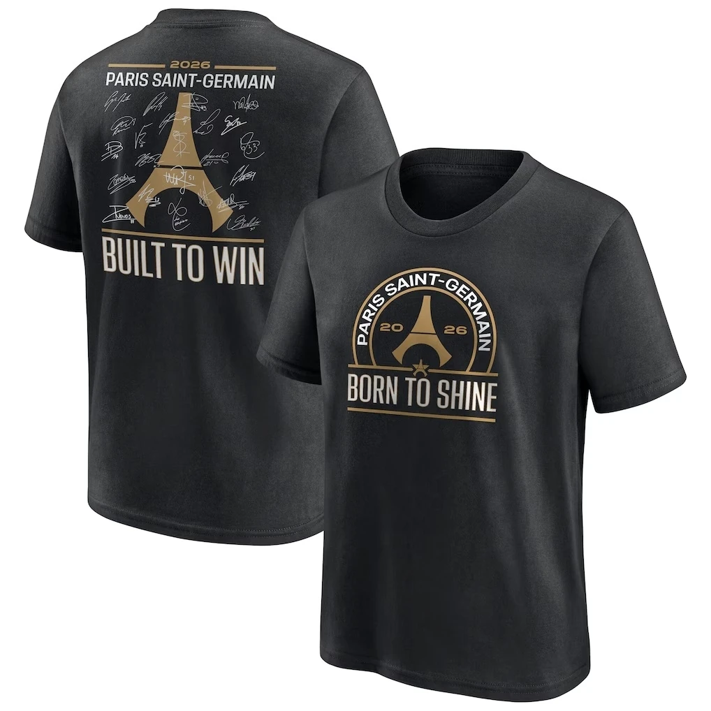 Camiseta PSG Paris 2026 European Champions para Homens e Mulheres, Roupas de Algodão de Verão, Moda Casual, Camiseta de Gola Redonda de Manga Curta Unissex