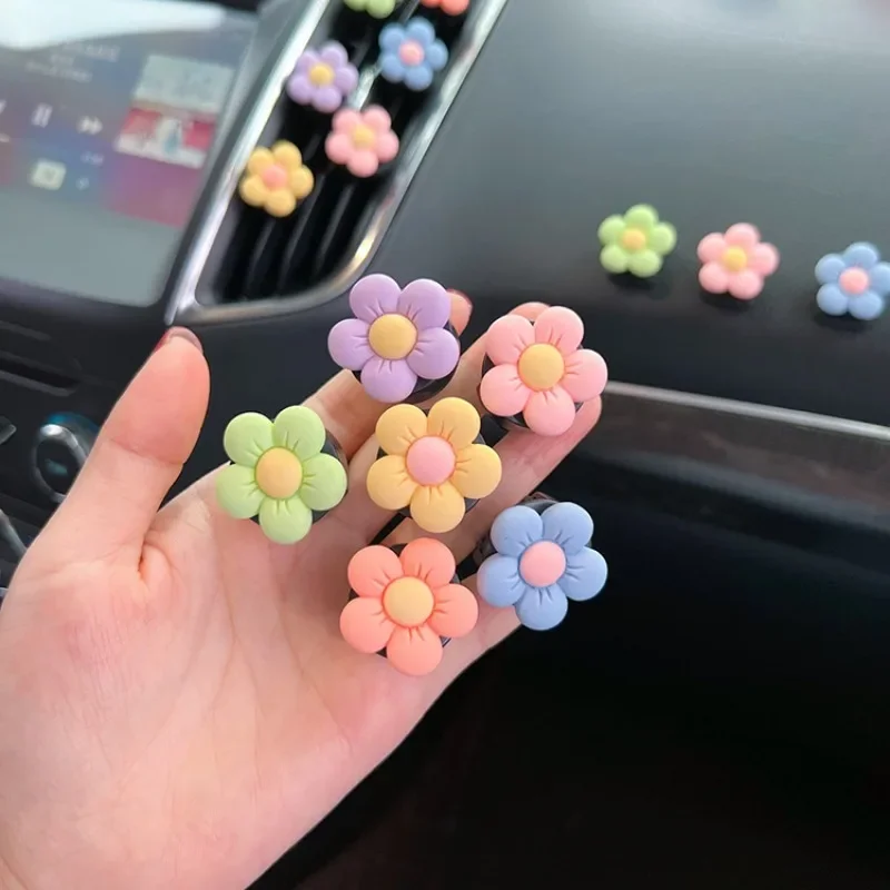 Cute Flower Aromatherapy Car Air Outlet Decoration Perfume Clip Air Freshener Colorful Flora Decor Auto Accessories