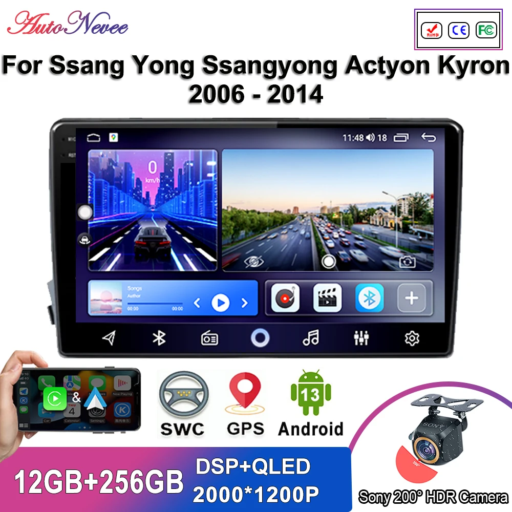 

Android 13 Car For Ssang Yong Ssangyong Actyon Kyron 2006 - 2014 Car Dvd Radio Stereo Multimedia Player GPS Navigation HDR QLED